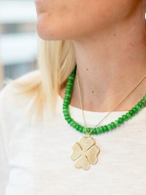 Monogram Mary 14KT Plated Clover Necklace NEW in bag